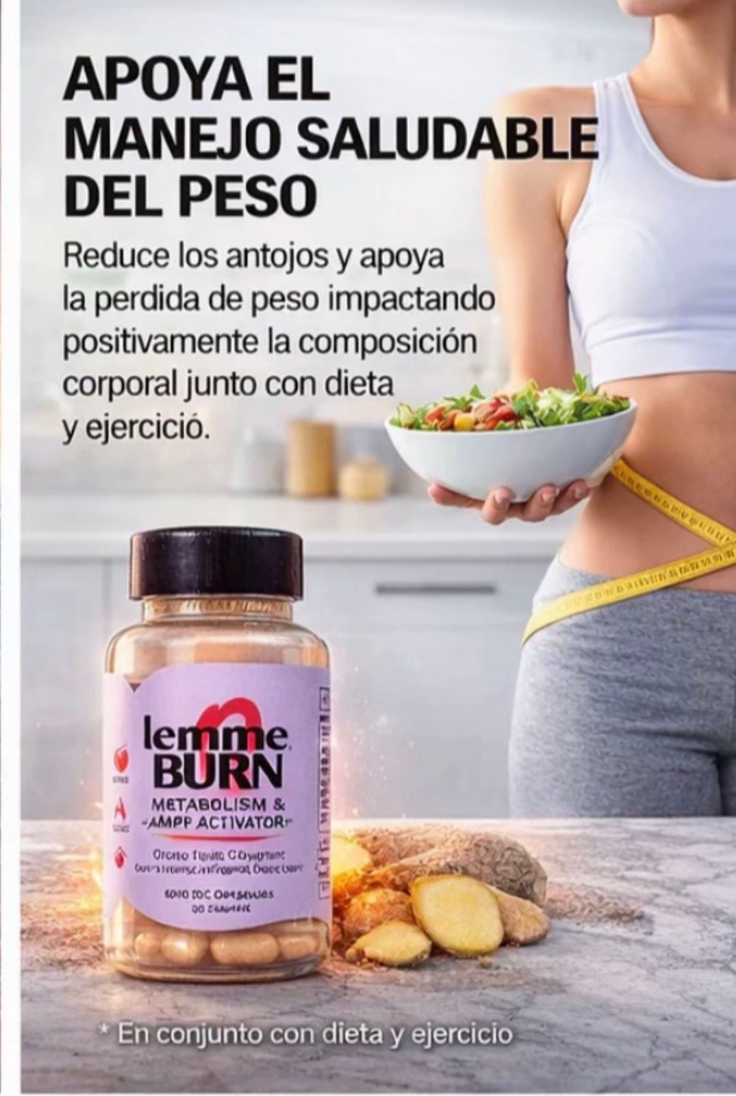 LEMME BURN | Quemador Metabólico con Actiponin® · 60 Cápsulas · Programa 12 Semanas
