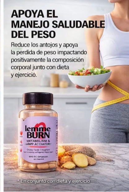 LEMME BURN | Quemador Metabólico con Actiponin® · 60 Cápsulas · Programa 12 Semanas