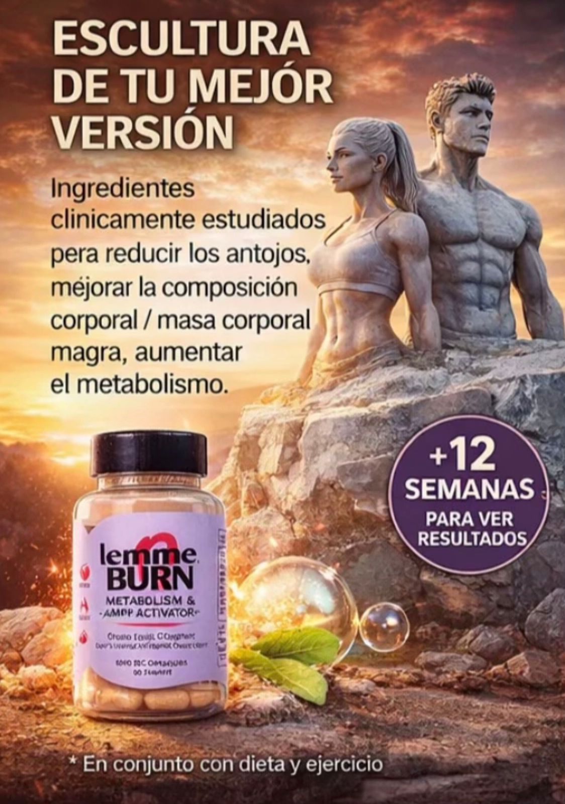 LEMME BURN | Quemador Metabólico con Actiponin® · 60 Cápsulas · Programa 12 Semanas