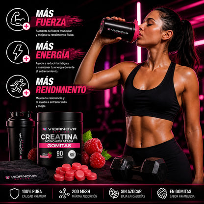 GOMITAS CREATINA 90 Unidades | 5.1g por Porción · Sin Polvo · Sin Mezclar