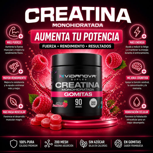 GOMITAS CREATINA 90 Unidades | 5.1g por Porción · Sin Polvo · Sin Mezclar