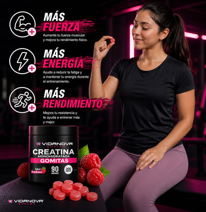 GOMITAS CREATINA 90 Unidades | 5.1g por Porción · Sin Polvo · Sin Mezclar