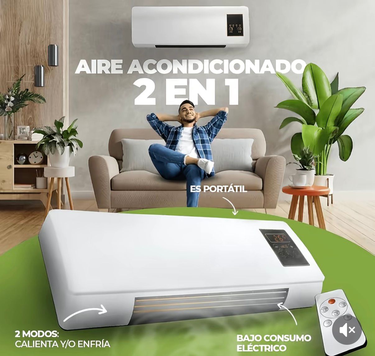 Aire Acondicionado-Calefactor Frío y Calor Portátil | Bajo consumo