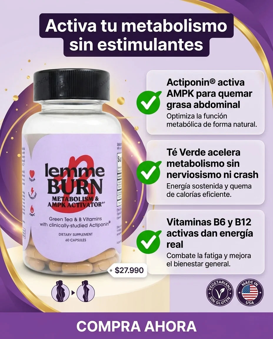 LEMME BURN | Quemador Metabólico con Actiponin® · 60 Cápsulas · Programa 12 Semanas