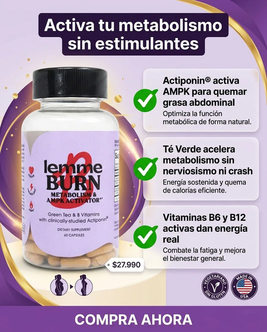 LEMME BURN | Quemador Metabólico con Actiponin® · 60 Cápsulas · Programa 12 Semanas